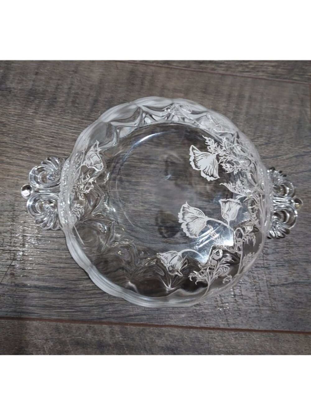 Dish Glass Flanders Silver City Candy Nuts Relish Poppy MidCentury Reticulated - Picture 3 of 9